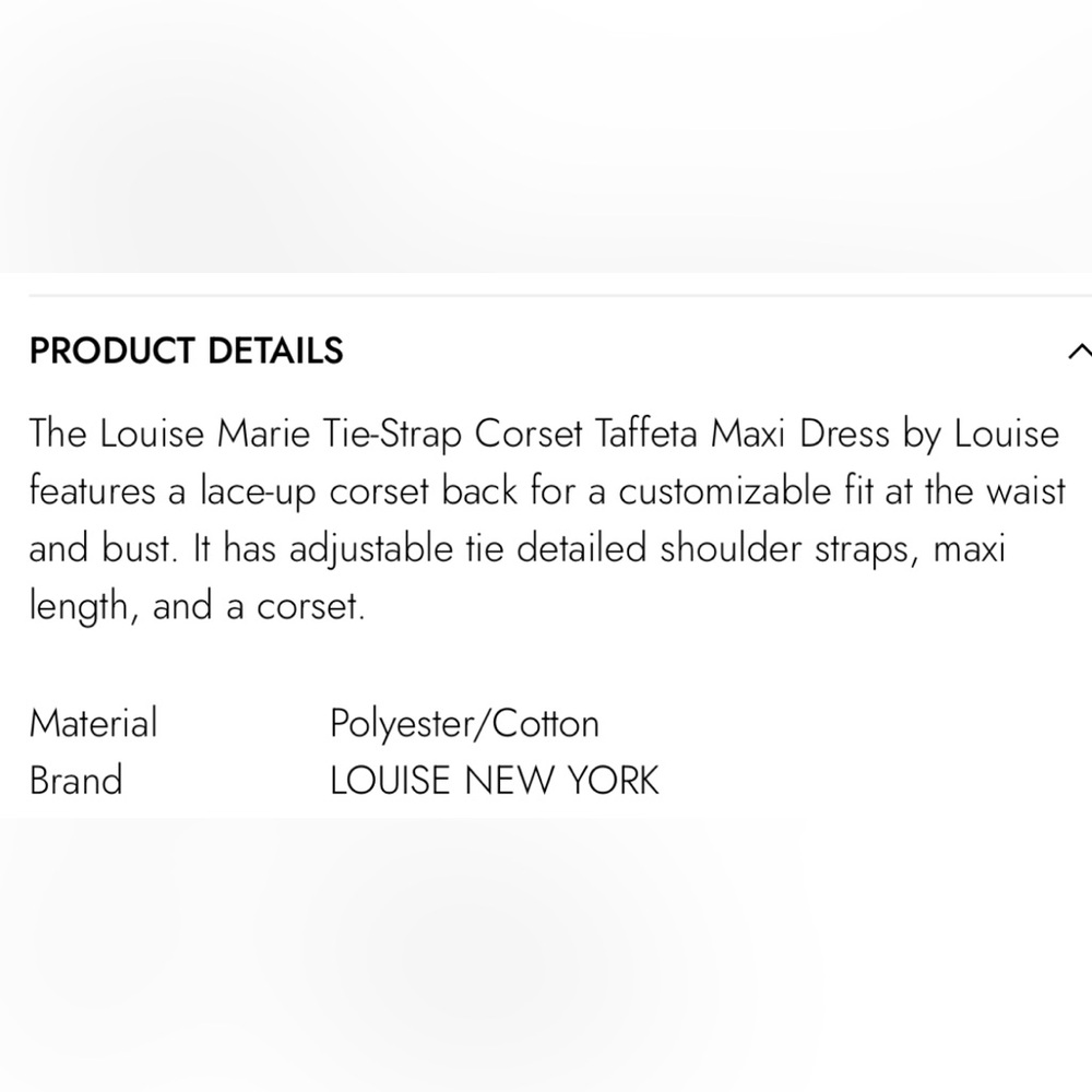 Louise New York Marie Tie-Strap Corset Taffeta Maxi Dress sz S NWT - Picture 4 of 10